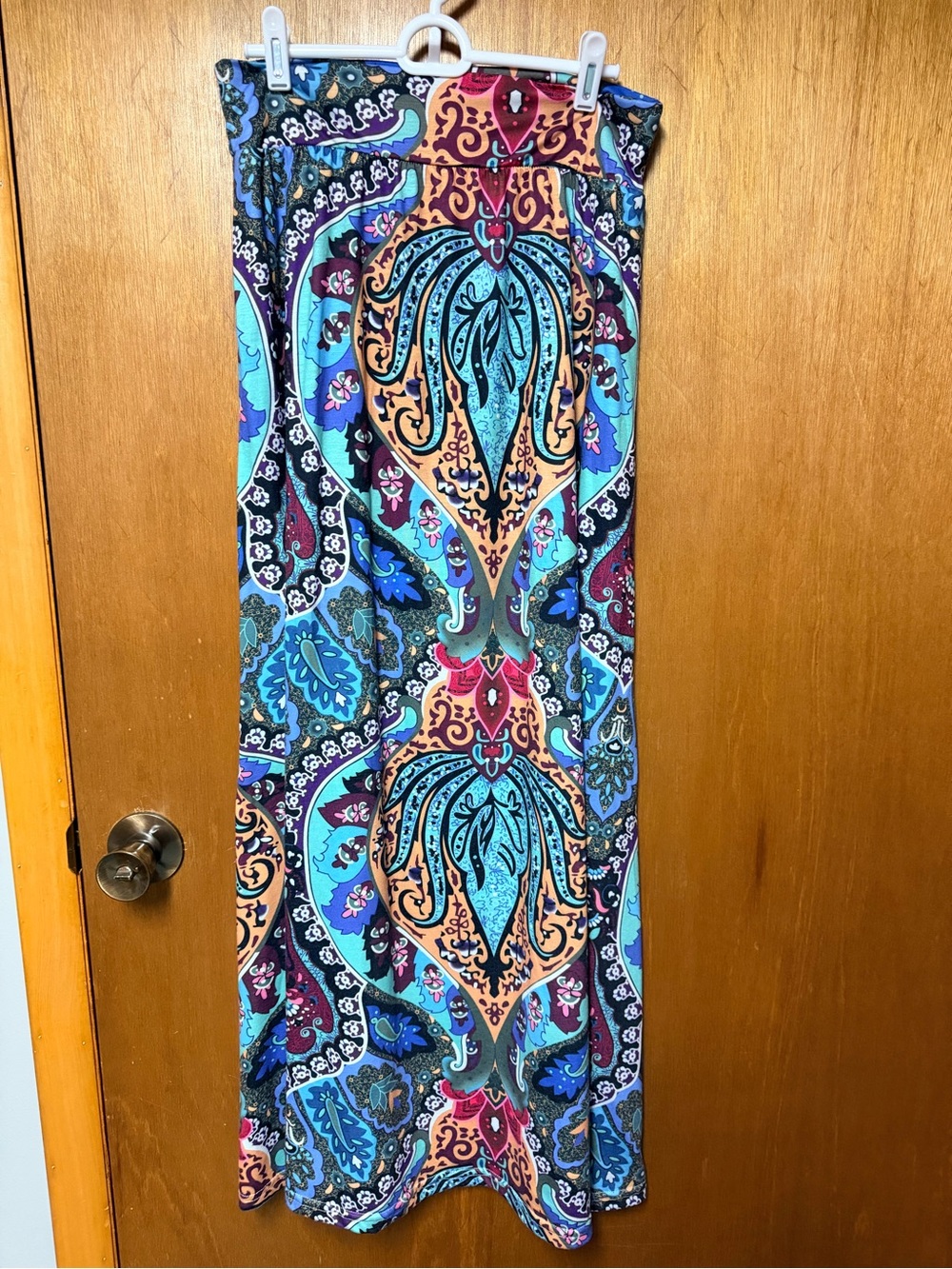 SHEIN Maxi Skirt in Blue Teal Purple Paisley Print